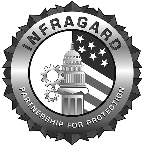 FBI Infragard partnership for protection logo in black and white greyscale